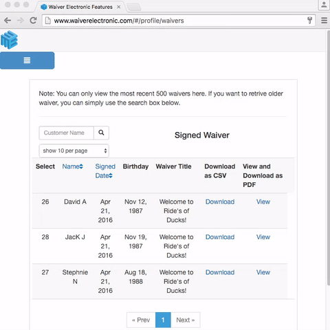 waiver signing app